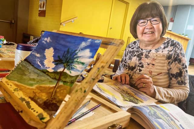 Jeanette Cull working on her art project.