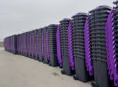 The purple-lidded bins are ready to be delivered to households over the coming weeks