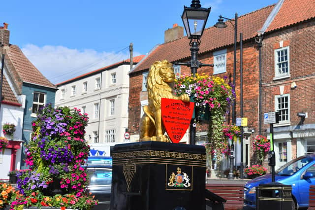 Caistor Market Place blooming last summer