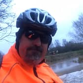 Horncastle PCSO Nigel Wass said it was a wet ride in to work at the police office this morning. Photo: Nigel Wass