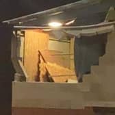 Part of the roof and wall of a disused building on Lincoln Road, Holdingham, has collapsed due to the high winds.