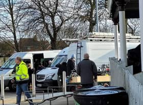 A crew filming the new series of JK Rowling's crime drama Strike were at locations around the resort today (Monday) - including the railway station. Photo: Barry Robinson.