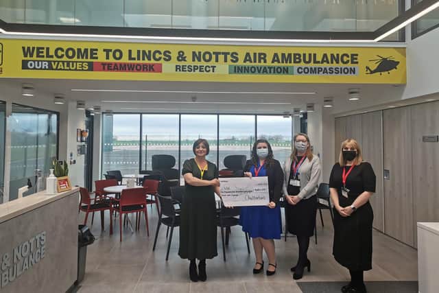 Representatives from Chattertons visited the LNAA headquarters at Waddington to deliver their cheque for £9,500. From left - Tanya Taylor - Corporate Partnerships Manager at LNAA, Kate Twigg - Partner, Private Client at Chattertons Sleaford, Sarah Twigg - Private Client Executive at Chattertons Horncastle, Gemma Smyth - Finance Manager at Chattertons Lincoln. EMN-220222-095413001