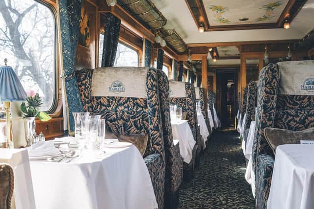 The luxurious interior of one of the Northern Belle carriages. EMN-220222-164033001