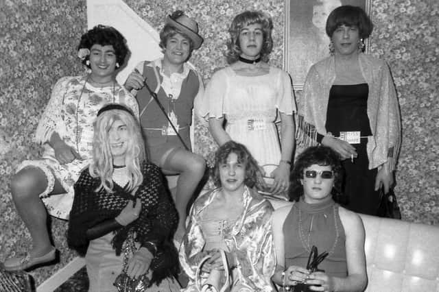 Some of the contestants in the fourth annual drag queen competition in Boston in 1977.