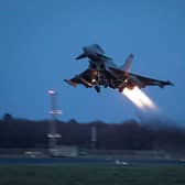 A Typhoon jet takes off from RAF Coninsgbsy. Image: UK MOD