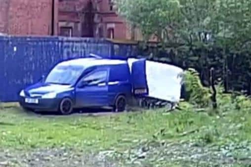 Jordan Robertson's van spotted on CCTV fly-tipping at Greylees.