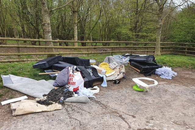 Another of the fly-tips, in the Woodland Trust’s car park on Five Gates Lane, Grantham.