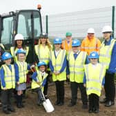 Pictured during the first dig for the new hall are, left to right, Jo Bland (headteacher), Clare Willerton (Voyage CEdO), Emma Hadley (Voyage CEO), David Munson (of Munson Construction), David Biggadike and Kate Harrison (Fishtoft Academy Base Leader).  Images supplied