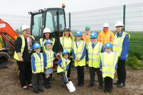 Pictured during the first dig for the new hall are, left to right, Jo Bland (headteacher), Clare Willerton (Voyage CEdO), Emma Hadley (Voyage CEO), David Munson (of Munson Construction), David Biggadike and Kate Harrison (Fishtoft Academy Base Leader).  Images supplied