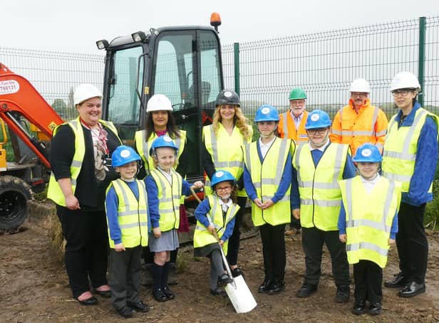 Pictured during the first dig for the new hall are, left to right, Jo Bland (headteacher), Clare Willerton (Voyage CEdO), Emma Hadley (Voyage CEO), David Munson (of Munson Construction), David Biggadike and Kate Harrison (Fishtoft Academy Base Leader).  Images supplied