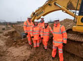 Environment Minister Rebecca Pow visits the Anglian Water Lincoln to Grantham pipeline project. From left - James Crompton, SPA director for Anglian Water;  Caroline Johnson MP for Sleaford and North Hykeham; Craig Fisher, Project Manager for SPA;  Environment Minister, Rebecca Pow; Peter Simpson, CEO of Anglian Water. Photo: ANGLIAN WATER/
Matthew Power Photography EMN-220303-153925001