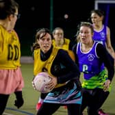 Netball action. Photo: David Dales