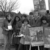 Boston College students taking a stand in 1982.