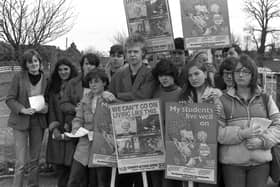 Boston College students taking a stand in 1982.