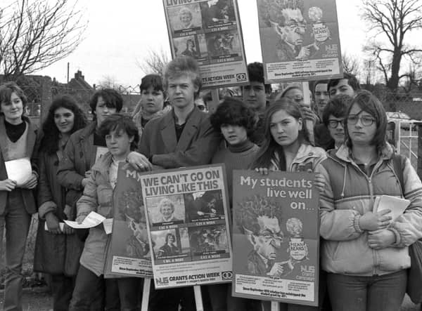 Boston College students taking a stand in 1982.