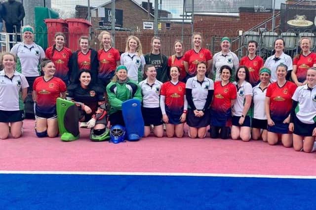 Louth ladies with their opponents Sheffield Hallam.