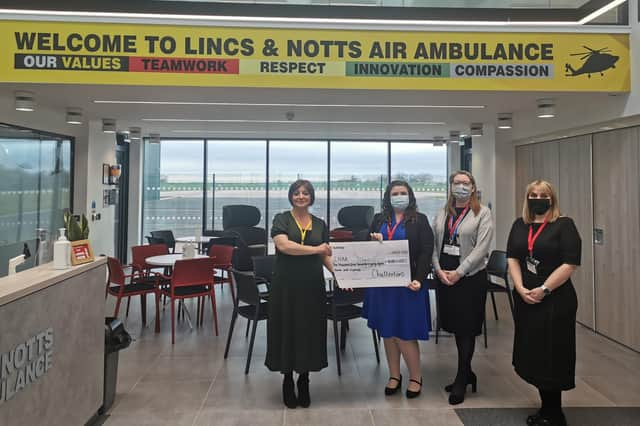 Representatives from Chattertons visited the LNAA headquarters at Waddington to deliver their cheque for £9,500. From left - Tanya Taylor - Corporate Partnerships Manager at LNAA, Kate Twigg - Partner, Private Client at Chattertons Sleaford, Sarah Twigg - Private Client Executive at Chattertons Horncastle, Gemma Smyth - Finance Manager at Chattertons Lincoln.