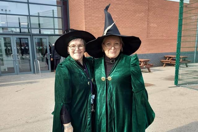 Mrs Albelda (Head of School) and Mrs Cash (English Teacher) celebrating all things Harry Potter.