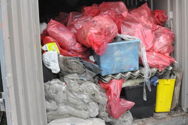 The waste found in the container left by Lee Charles. Photo: Environment Agency EMN-220903-130403001