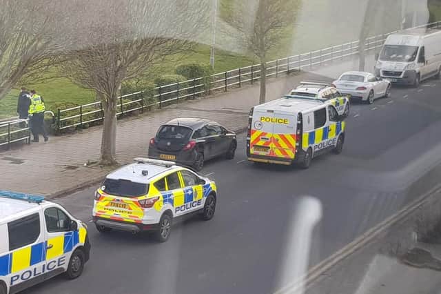 Police at the scene of an incident along South Parade in Skegness.