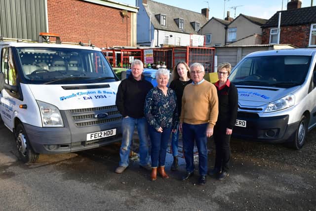 Pictured (from left) Justin Clayton (Richard and Karlenne’s son), Karlenne, Lisa Clayton (Richard and Karlenne’s daughter), Richard, Mandy Bent (who will be continuing at Chris Cook Print). Not pictured, colleague John Games.