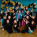 Janice Sutton (centre) back in the studio with her pupils.