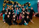Janice Sutton (centre) back in the studio with her pupils.
