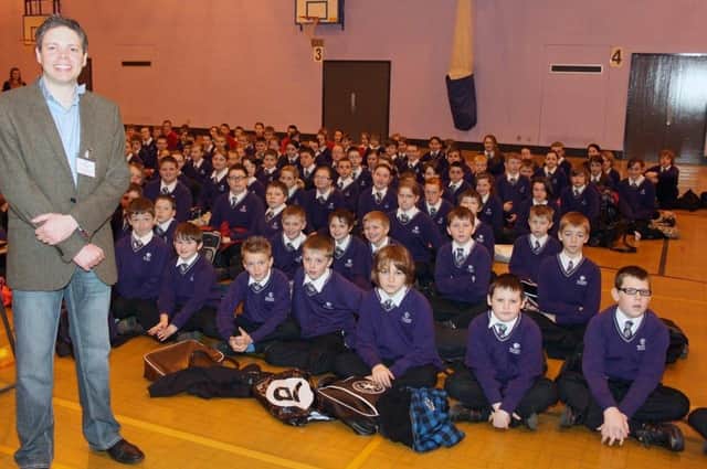 Author William Hussey at Skegness Academy in 2012.