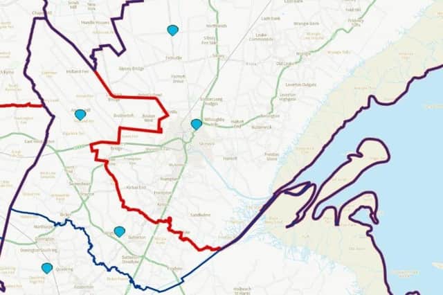 The map from the Boundary Commission for England's website shows the newly proposed boundary in red - with the current boundary line in blue.