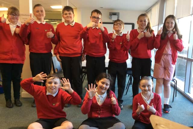 Members of the school council who came up with the idea for bringing dog on site and helped make it a reality.