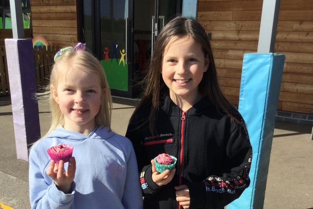 Pupils from Hogsthorpe Primary School who got baking with their mum for Red Nose Day.