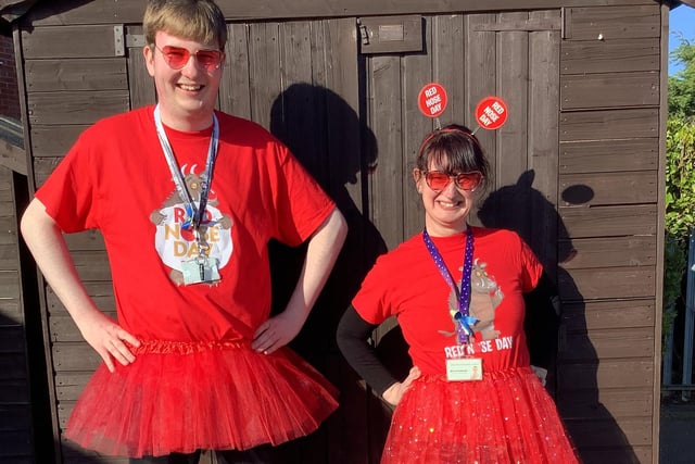 Staff members Anna Bradbrook and Connor Ratcliffe at the Richmond School in Skegness arranged an after school party at the club with entertainment.