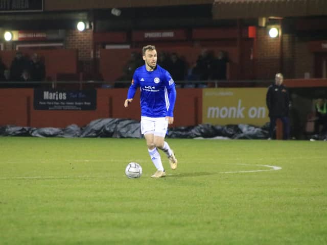 Shane Byrne in action during Boston United's draw at Alfreton Town in midweek. Photo: Oliver Atkin