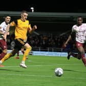 Joe Leesley on the ball as United beat York City in October. Photo: Oliver Atkin