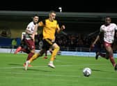 Joe Leesley on the ball as United beat York City in October. Photo: Oliver Atkin