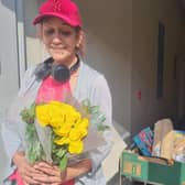 Flowers for Mother's Day were a lovely surprise for grandma Shirzell Depravia when she visited Skegness Food Bank at the Storehouse.