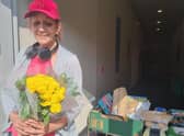 Flowers for Mother's Day were a lovely surprise for grandma Shirzell Depravia when she visited Skegness Food Bank at the Storehouse.
