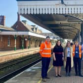 Dr Caroline Johnson MP meets with rail officials to push for better accessibility at Sleaford railway station. EMN-220328-104057001