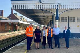Dr Caroline Johnson MP meets with rail officials to push for better accessibility at Sleaford railway station. EMN-220328-104057001