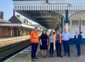 Dr Caroline Johnson MP meets with rail officials to push for better accessibility at Sleaford railway station. EMN-220328-104057001