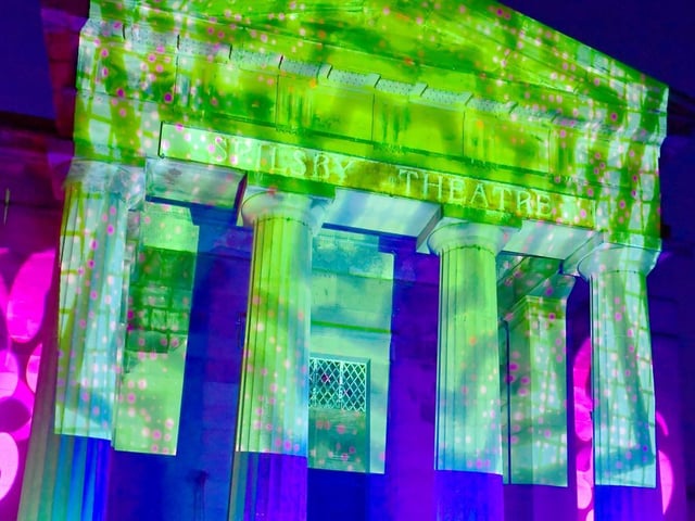 Barret Hodgson from Vent Media projected onto the front of the Sessions House as a silent disco took place.