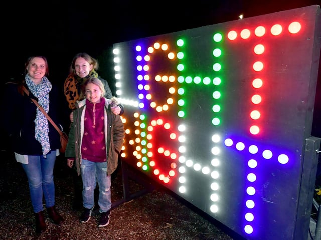 The display says it all! Pictured from left are Rachel Marriott, Rebecca Goodrick, Rosie Goodrick, 9, of Spilsby.