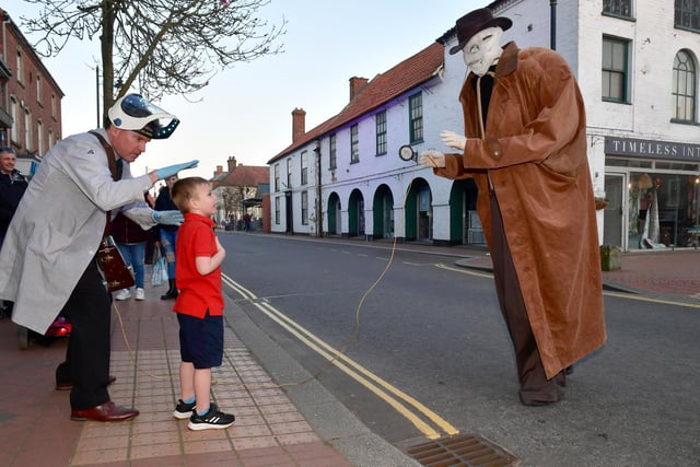 He's in front of you -  Leighton Bennett, 6, of Spilsby with The Invisible Man.