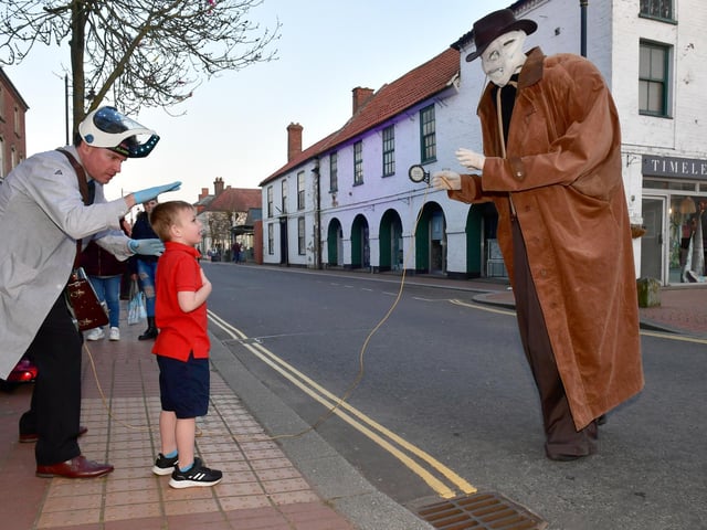 He's in front of you -  Leighton Bennett, 6, of Spilsby with The Invisible Man.