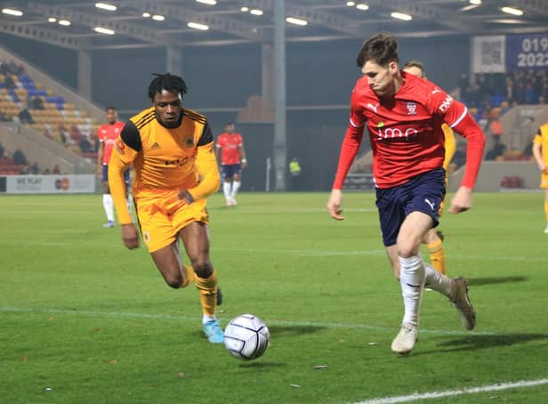 Femi Seriki made his Boston United debut at York City. Photo: Oliver Atkin