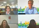 Sleaford and NOrth Hykeham MP Dr Caroline Johnson (bottom left) meets via video ink with Lincolnshire CCG officials. EMN-220331-170609001