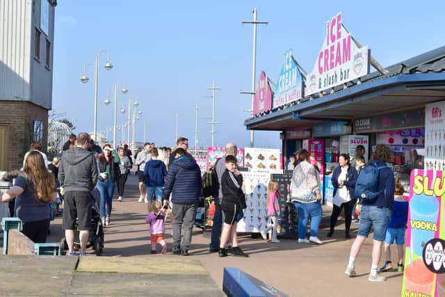 Visitors enjoying sunshine in Skegness at the weekend.