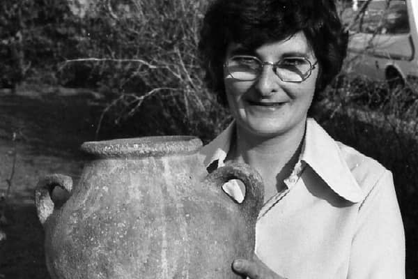 Pat Starbuck with the ‘plant pot’ which turned out to be 1,700 years-old.