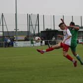 Harley Kilner scored twice for Skegness. Photo: Oliver Atkin